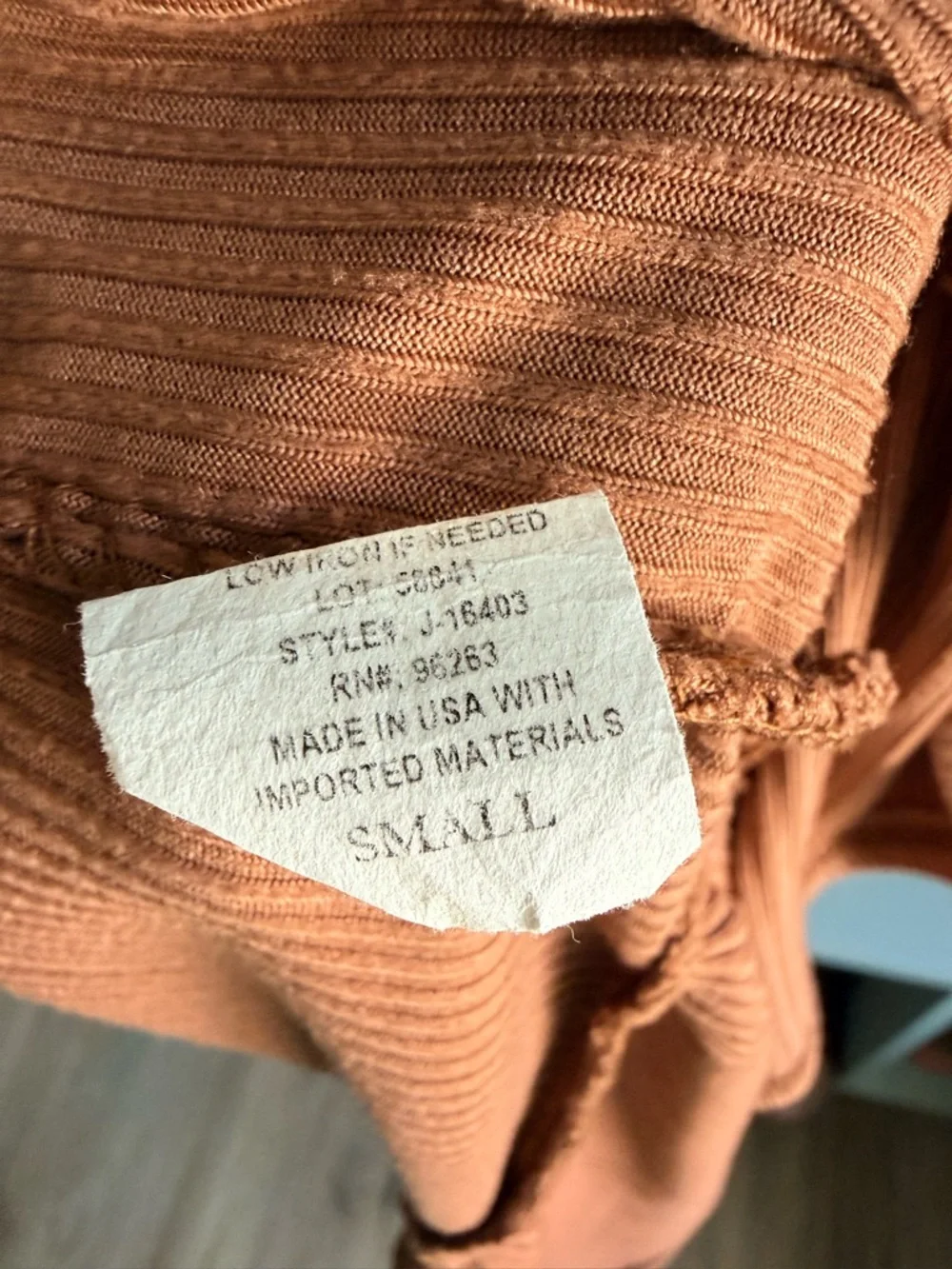 Olivia Rae Ribbed V-Neck Tiered Mini Dress in Terracotta
